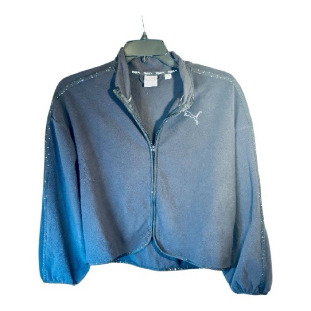 Puma Train black fleece cropped blazer sweater style Jacket